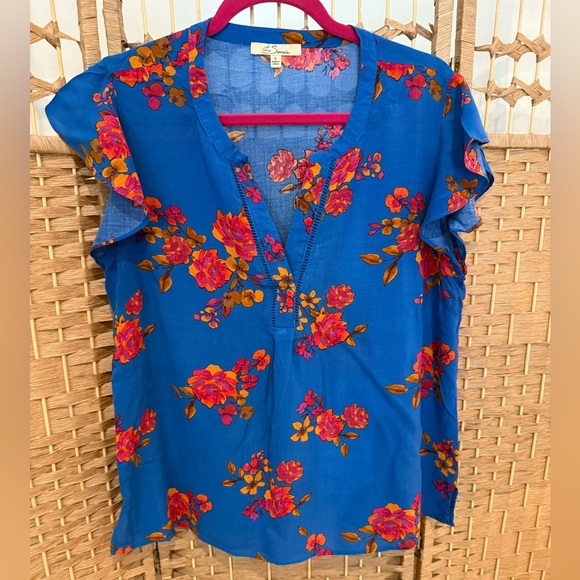 Tops - Floral Blue Women's Top
